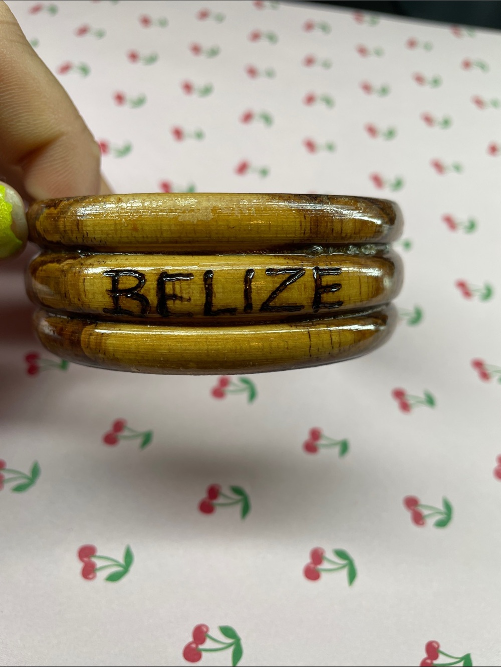 Belize Carved Wooden Bangle Bracelet - Honey Brown